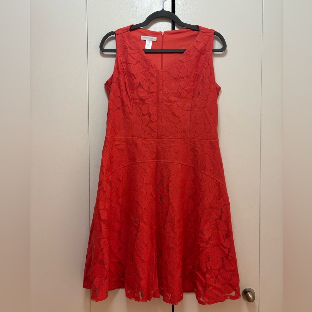 Elegant Coral Lace Dress